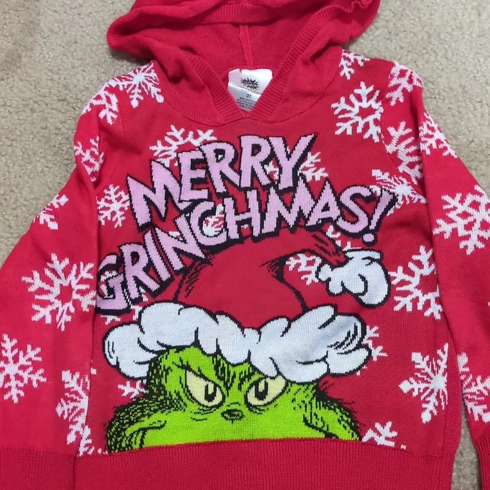 Adorable Merry Grinchmas Sweater Hoodie - Picture 3 of 5